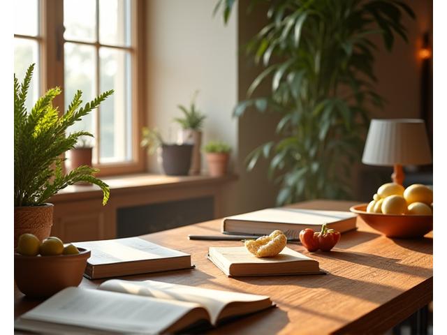 Photo d'ambiance de l'équipe de La Cuillère Dorée dans leurs locaux à Lyon, entourée de livres de cuisine et d'ingrédients frais.